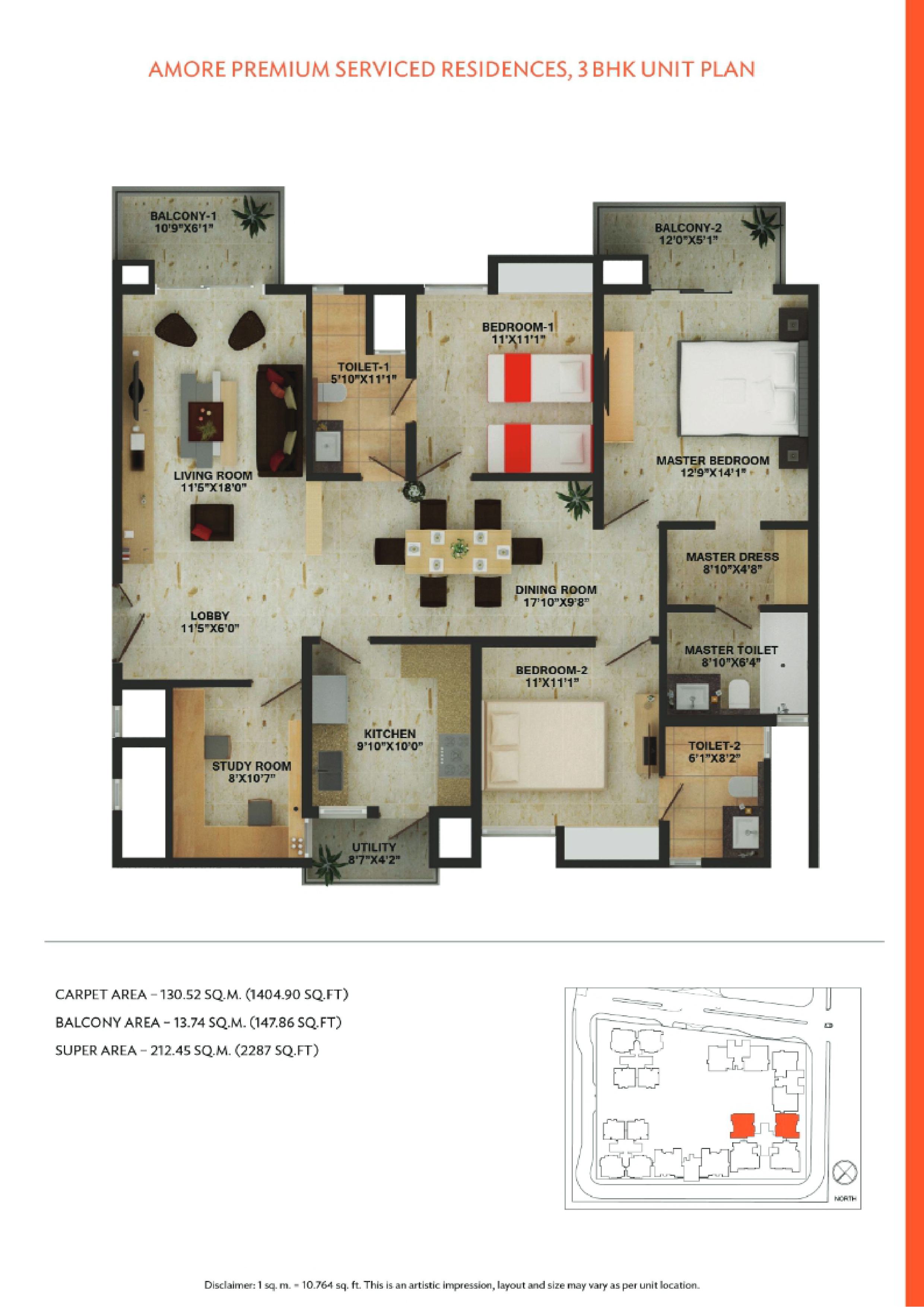Wave Amore 3 BHK 2287