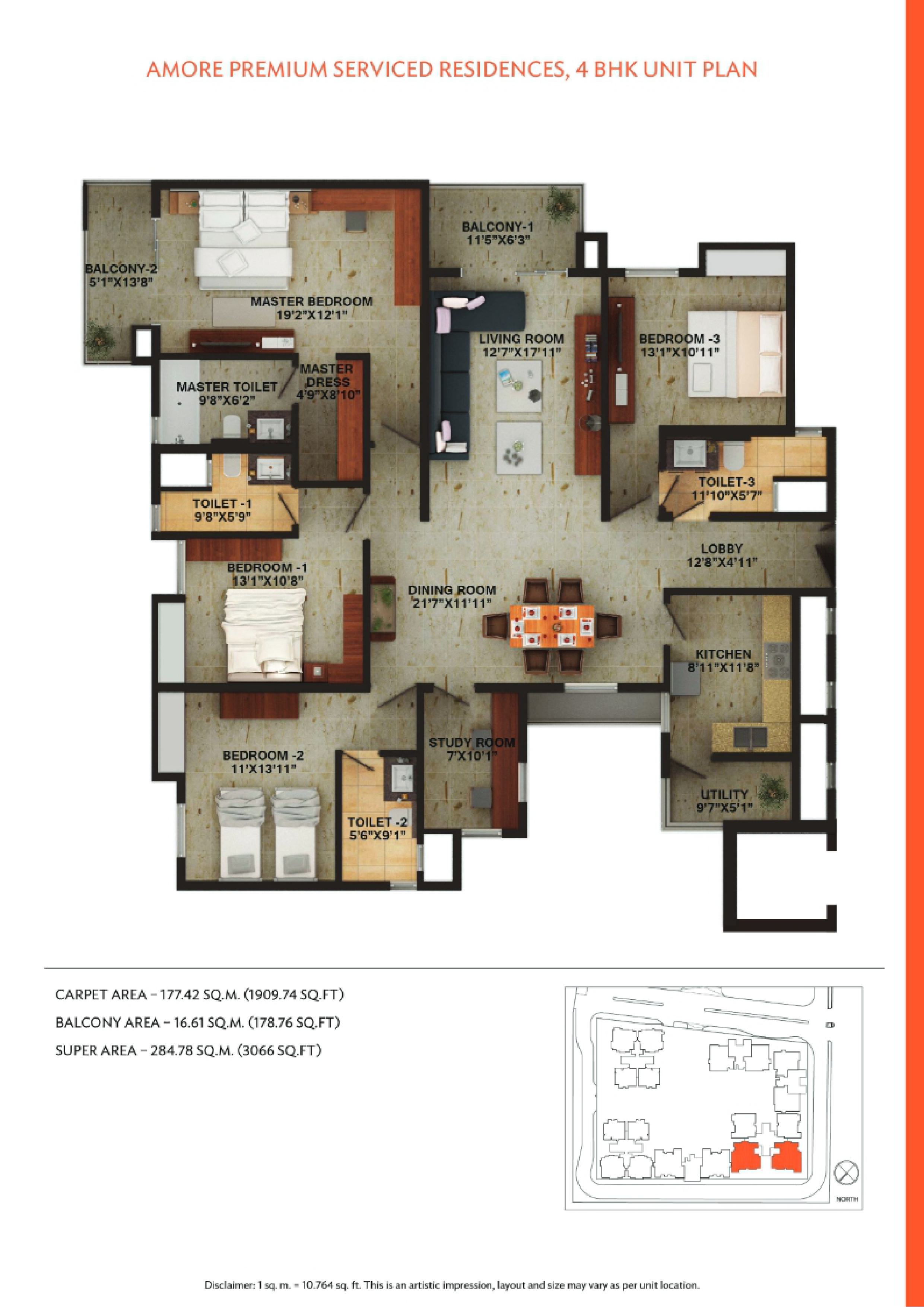 Wave Amore 4 BHK 3066