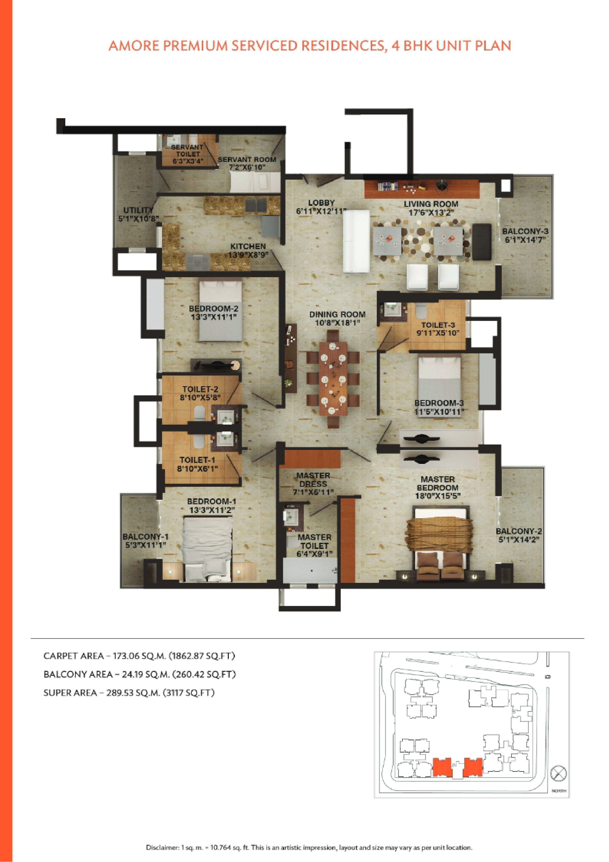 Wave Amore 4 BHK 3117