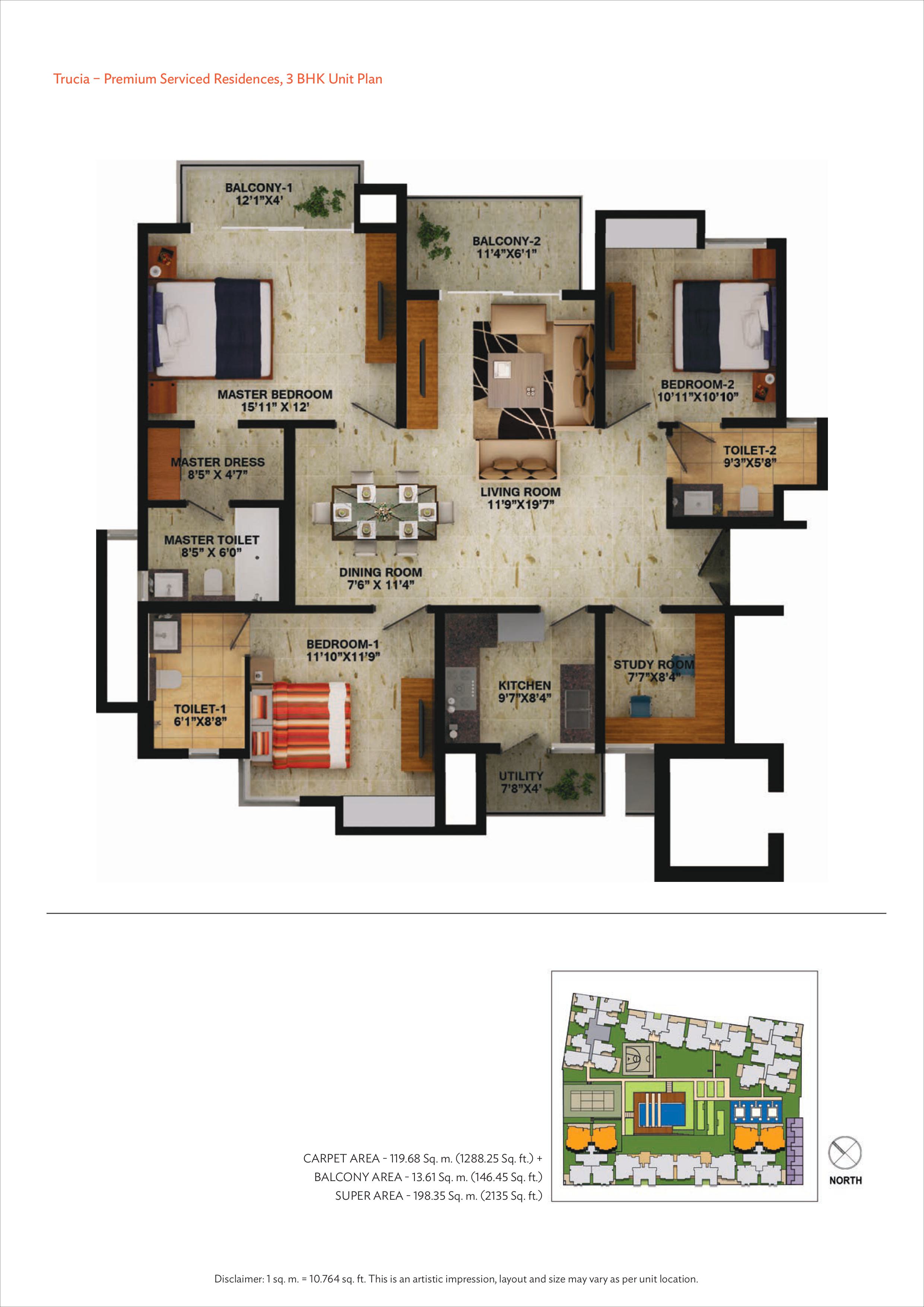 Wave Trucia 3 BHK 2135