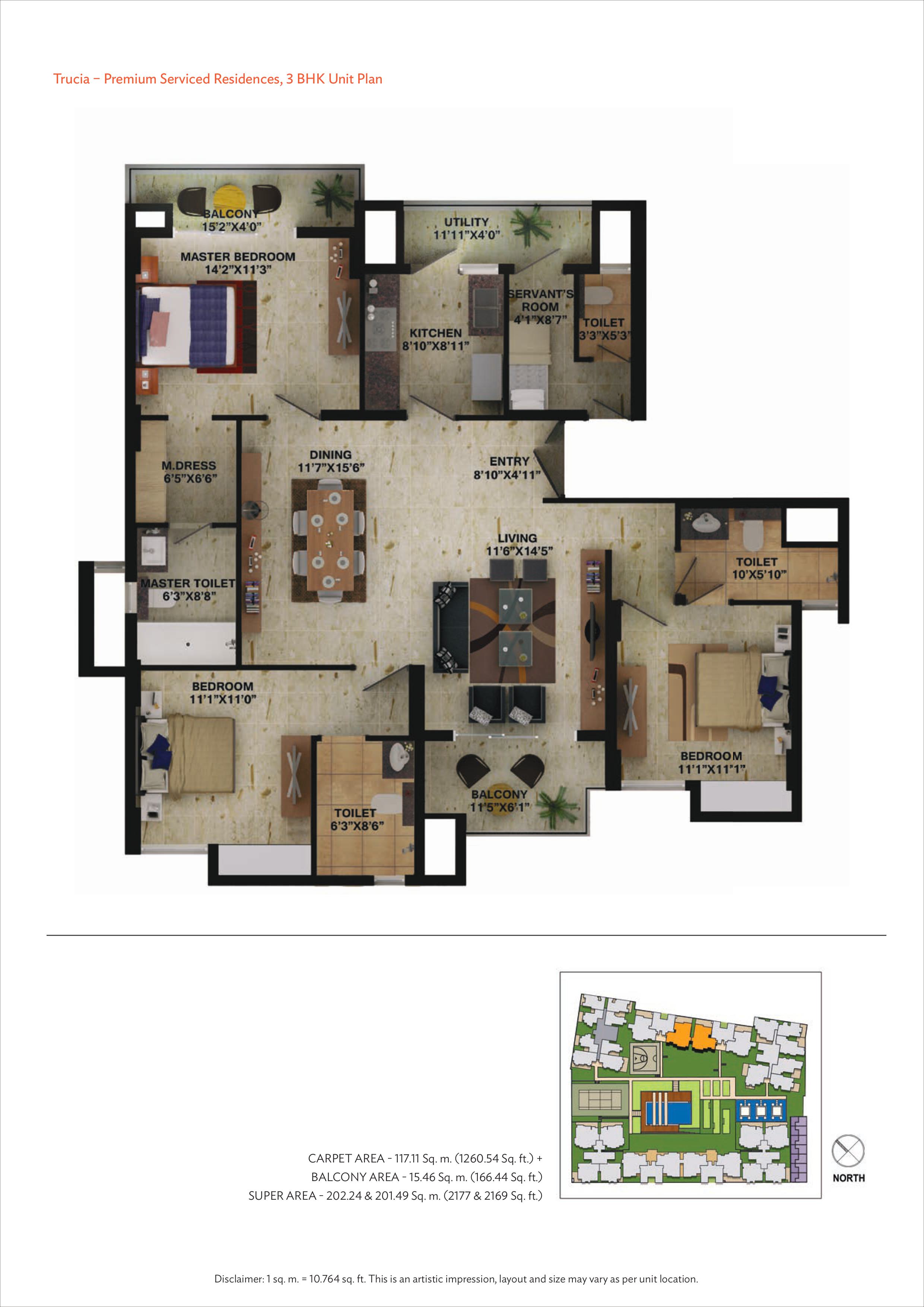 Wave Trucia 3 bhk 2177