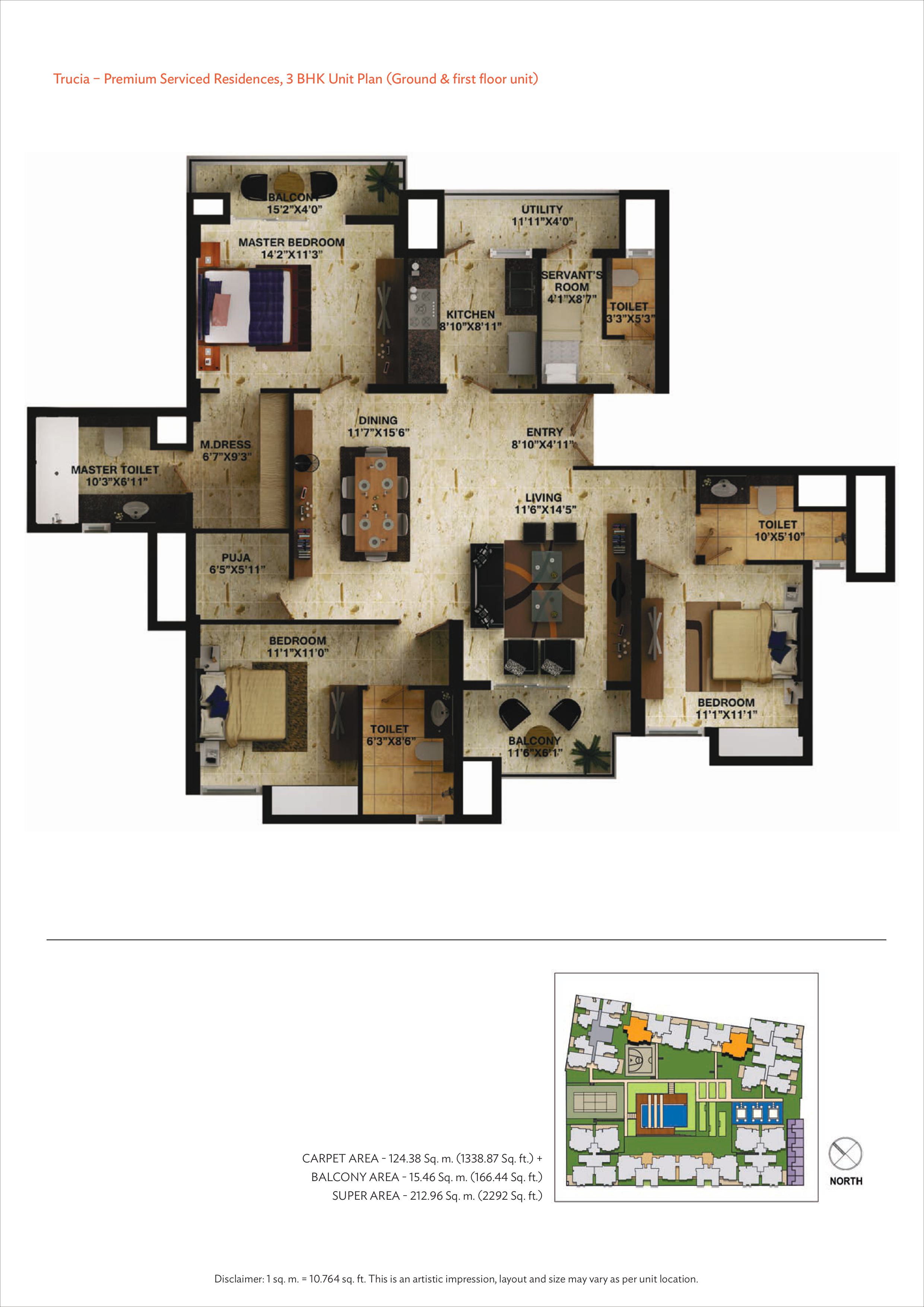 Wave Trucia 3 BHK 2292